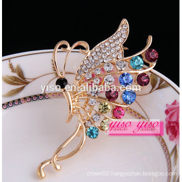 graceful colorful wedding crystal butterfly brooch pins